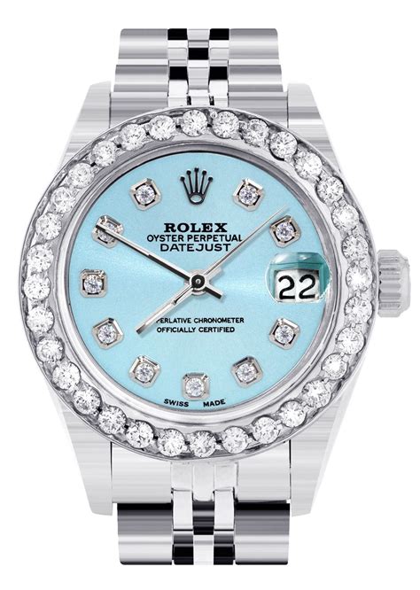 rolex diamond bezel women'|ladies Rolex blue face diamonds.